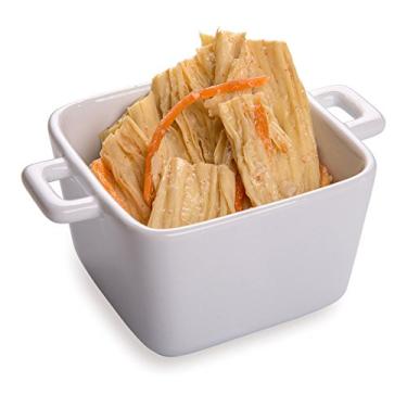 Imagem de Pratos de caçarola branca de 198 g, 10 pratos de assar brancos quadrados - Seguro para o forno, resistente a lascas, pratos de caçarola de porcelana branca com alças, para lanches, molhos ou sobremesas - Utensílios para restaurante