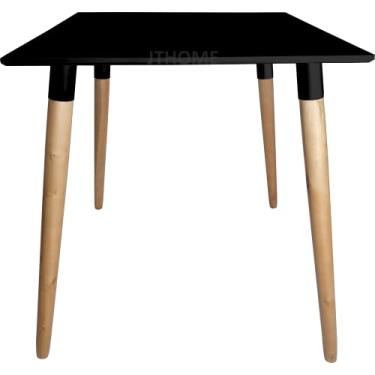 Imagem de Mesa Jantar Quadrada Ayme Madeira MDF Pé Canhão Eucalipto (Preto, 70cm Diâmetro)