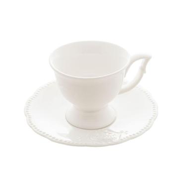 Imagem de Xícara P/Chá C/Pires de Porcelana Super White Queen 200ml Lyor