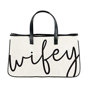 Imagem de Weekend Vibes Bolsa de lona, bolsa de praia, bolsa de transporte por Santa Barbara Designs Studio (Wifey Black and White)