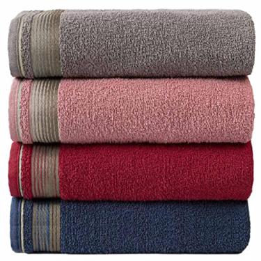 Imagem de Kit Com 4 Toalhas Banhão Gigante Alta Absorção Sublime 70x150cm - KIT 1 (Gris/Rosa/Terracota/Azul)