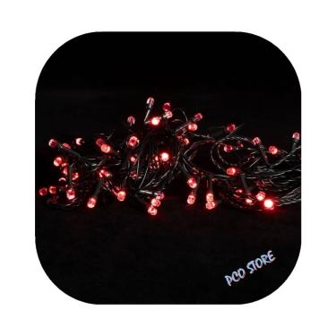 Imagem de Cordão Pisca 100 Led Fixo Vermelho Fio Verde 10m C/emenda Decor Natal 110v
