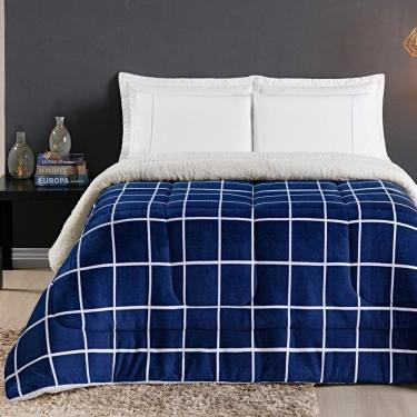 Imagem de Coberdrom Sherpa E Flannel Austin Queen Manta 100g 01 Peça - Marinho