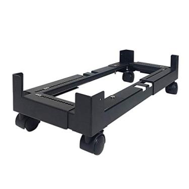 Imagem de GRFIT Suporte para CPU Suporte de CPU móvel Suporte de chão de mesa Suporte de chão Chassi Base de metal Suporte de resfriamento Suporte de carrinho móvel ajustável com rodas de rodízio de bloqueio Suporte de torre PC preto (Tamanho: Tamanho grande)