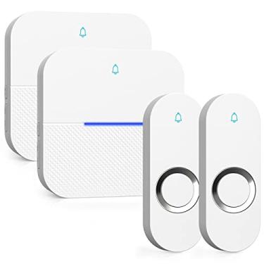Imagem de AIDA Wireless Doorbell, White Waterproof Doorbell 1,000 ft Range, 5 níveis de volume com 58 Chimes e LED Flash (2 receivers + 2 transmitter)