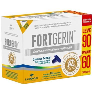 Imagem de Fort Gerin Ômega 3 + Vitaminas+Minerais Leve 90 Pague 60 Cápsulas La S