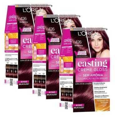 Imagem de Kit 3  Tinturas Casting Creme Gloss Borgonha 426