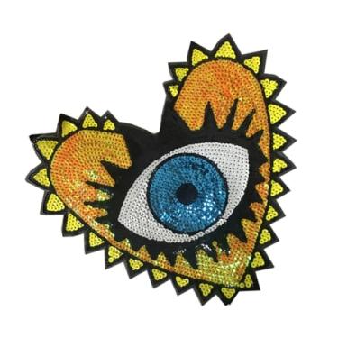 Imagem de Operitacx 1 Unidade Patch de olho brilhante Decoração de roupa com lantejoulas remendos de costura manchas de olhos de lantejoulas calça de olhos vendados aplique globo ocular