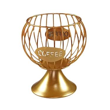 Imagem de Vintage Large Capacity Coffee Creamer Container Coffee Pod Storage Holder Bar Kitchen Countertop Mug Cup Coffee Accessories - Gold, Scoding/636 (Color : Gold, Size : Small)