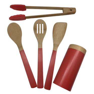 Imagem de JG 3 UTENSILIOS, 1 PEGADOR C/SUPORTE BAMBU/SILICO