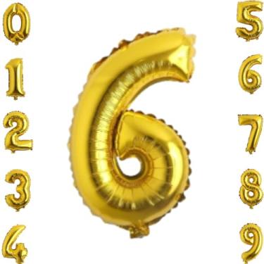 Imagem de Balão Numero Metalizado 100cm Dourado, Balão Metalizado Numero Gigante, Balão De Número Grande Metalizado 1 Metro (Dourado6)