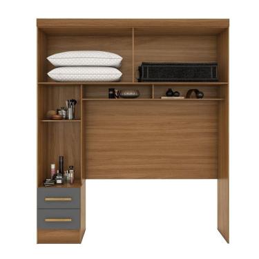 Imagem de Módulo Closet Smart Aéreo Gavetas com Maleiro Cinamomo/Chumbo