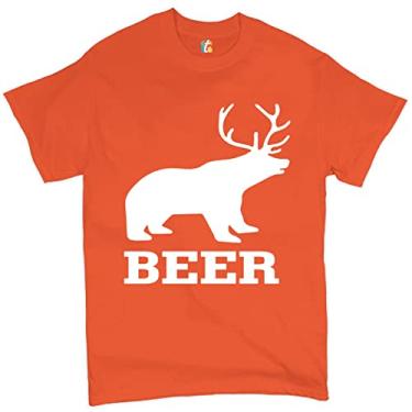 Imagem de Urso + cervo = cerveja camiseta engraçada beber cerveja, Laranja, G
