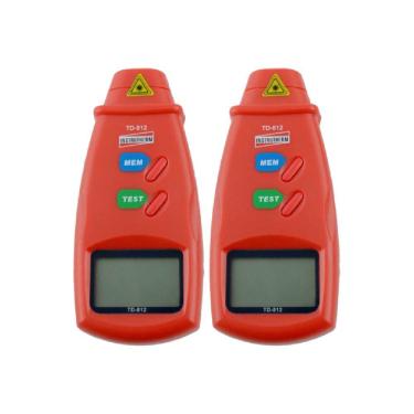 Imagem de Kit 2 Tacômetro Digital Óptico Mira Laser Faixa 2,5 A 99999 Rpm Velocidade Td-812 Portátil Instrutherm Com Estojo