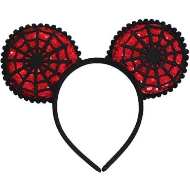 Imagem de CLGIFT Chapéu de fantasia, orelhas de Mickey pretas e prateadas com tema de aranha para meninos, tamanho único, Halloween, festa de cosplay, Natal, aniversário, fãs da Disney, entusiastas de fantasias