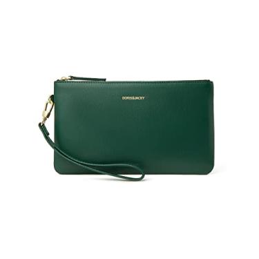 Imagem de DORIS&JACKY Carteira clutch de couro de cabra bolsa pequena com alça, Pele de cordeiro verde, Middle, Pele de cordeiro verde