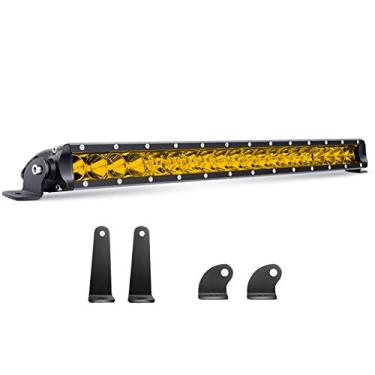 Imagem de Chelhead Barra de luz LED, fileira única amarela 90W 50,8 cm off-road faróis de neblina LED compatíveis com Jeep Trucks ATV UTV Ford RZR CAN-AM X3