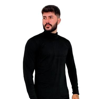 Imagem de Camiseta Camisa Gola Alta Masculina Segunda Pele Blusa Rolê Proteção UV 50+ Manga Longa Academia-Masculino