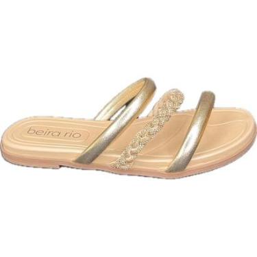 Imagem de Sandália Beira Rio Três Tiras Rasteira Com Strass Conforto-Feminino