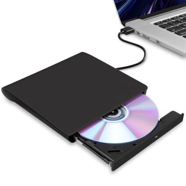 Imagem de Hcsunfly Unidade externa de CD/DVD para laptop, gravador portátil ultrafino USB 3.0 compatível com Mac MacBook Pro/Air iMac Desktop Windows 7/8/10/XP/Vista