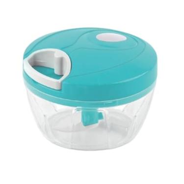 Imagem de Mini Processador E Triturador De Alimentos Manual 3 Laminas cebolas, ervas, frutas, verduras, legumes, nozes e pedaços de carne ZG-075 / CX-108 (Azul)