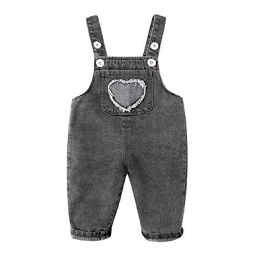 Imagem de Macacão infantil infantil para meninos e meninas, jeans, patchwork, suspensório, roupas, jeans para meninos, Preto, 18-24 meses