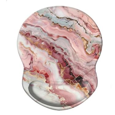 Imagem de Mouse pad de suporte de pulso base de borracha antiderrapante para descanso de pulso mousepad 22,2 cm x 18,5 cm pequeno desktop notebook mouse pad para escritório em casa, computador laptop (rosa