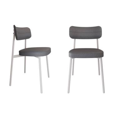 Imagem de Cadeira Alloa Fixa com 4 Pés 50 X 44,7 X 83,8 Cm com 2 Unidade Cinza/Branco Epoxi