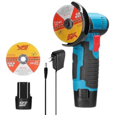 Imagem de Esmerilhadeira Lixadeira Angular Recarregável 12V - 19500RPM, 2 Discos de Corte, Baterias 1300mAh