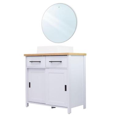 Imagem de Gabinete Armário Banheiro Ditália C/ Cuba Espelho Bn-03Cinza