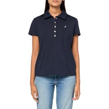 Imagem de Nautica Camisa polo feminina de algodão interloque de manga curta e gola macia, Céu noturno, G