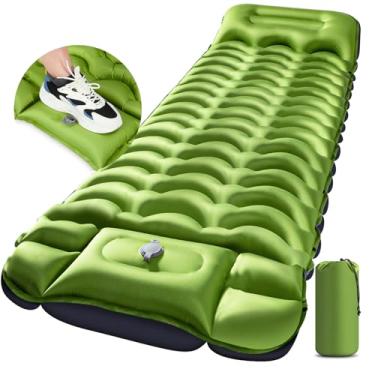Imagem de GLMNES Almofada de dormir, almofada de dormir inflável ultraleve para acampamento com travesseiro, bomba embutida, última palavra para acampamento, caminhada - Airpad, bolsa de transporte, kit de