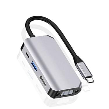 Imagem de Hub adaptador USB C, 4 em 1 USB tipo C para 4K HDMI, VGA, USB3.0 e USB-C PD estação de base multiportas compatível com MacBook Series, Chromebook, Zenbook, etc. Dispositivos tipo C