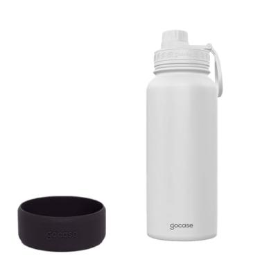 Imagem de Gocase Kit de Garrafa Térmica Para Água Fresh 950ml + Base de Silicone (Branco & Preto)