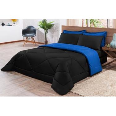 Imagem de Kit Edredom Casal Queen Size 6 Peças Pérola - DAVY ENXOVAIS, Preto/Roy