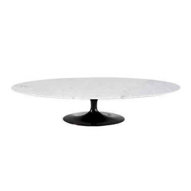 Imagem de Mesa de Centro Saarinen 46cm Oval Carrara 135x90cm - Base Preta - mgsa