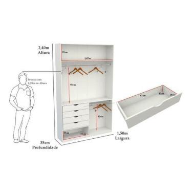 Imagem de Armário Arara Gaveta Milena M6 100% Mdf (closet Lojas ) - VETORIAL MÓV