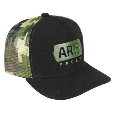 Imagem de Boné Trucker Telado AR15 Sport Camuflado Preto e Verde Ajustável