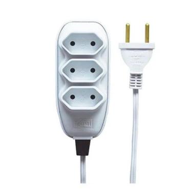 Imagem de Extensão Elétrica Régua 5 Metros c/ 3 Tomada 2p 10a Branco - ILUMI