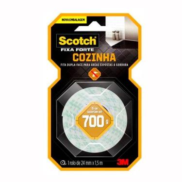 Imagem de Fita Dupla Face Scotch Fixa Forte Cozinha 24Mm X 1,5M 3M 1Kg Transpare
