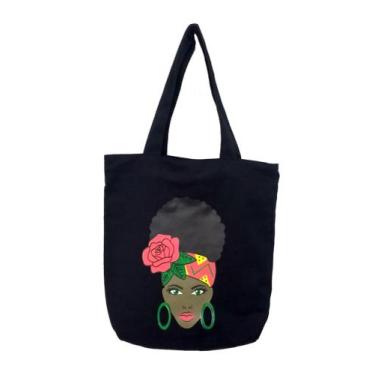 Imagem de Bolsa Negra Afro Tecido Ecobag Sacola Feminina - DB