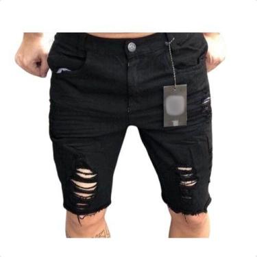 Imagem de Bermuda Masculina Jeans Verão Short Destroyed Qualidade Top - lojaaqui