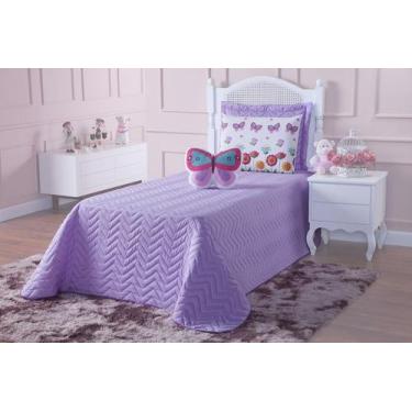 Imagem de Cobre Leito Solteiro Primavera 3Pçs Infantil Menina Borboleta Rosa E L