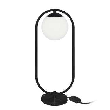 Imagem de Abajur Luminaria de Mesa de Luxo Moderna Aro Orby Preto - MARRYLUZ