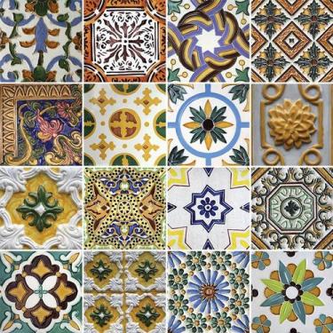 Imagem de Adesivo de Azulejo - Ladrilho Hidráulico - 10cm x 10cm - 16un - 324Azp