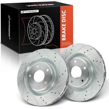 Imagem de A-Premium Rotores de freio a disco dianteiro perfurado e ranhurado de 12,80 polegadas (325 mm) compatíveis com modelos selecionados Chevrolet e Cadillac - Corvette 2005-2013, XLR 2005-2007, conjunto