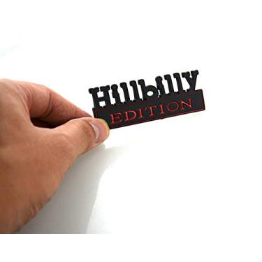Imagem de 1 peça HILLBILLY EDITION EMBLEMA 3D Placa de identificação carro caminhão SUV compatível com 150-350 Chevy Silverado 1500 2500 Chevrolet C10 C15 (preto vermelho)