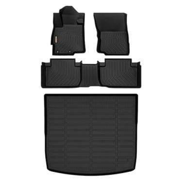 Imagem de Binmotor - Tapetes de chão e forro de carga para Mitsubishi Eclipse Cross 2022-2025, TPE para todos os climas para acessórios Eclipse Cross Tapete de porta-malas de carga - preto