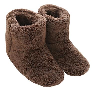 Imagem de mianshe Pantufa feminina e masculina com espuma viscoelástica, Marrom, 9-11 Women/7-9 Men