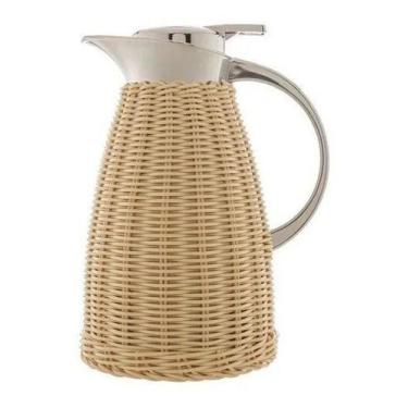Imagem de Garrafa Térmica Aço Inox C/ Rattan Plástico 1 ,5 Litros Bege - Bon Gou